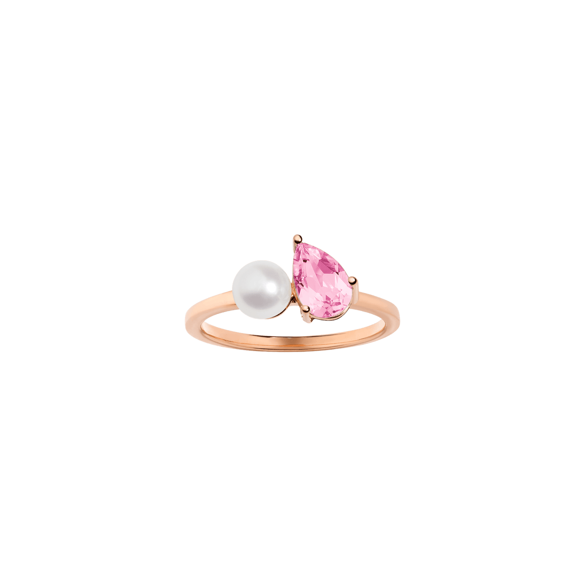 Pearl Toi et Moi Ring Vermeil 14k 18k Rose Gold Pink Sapphire