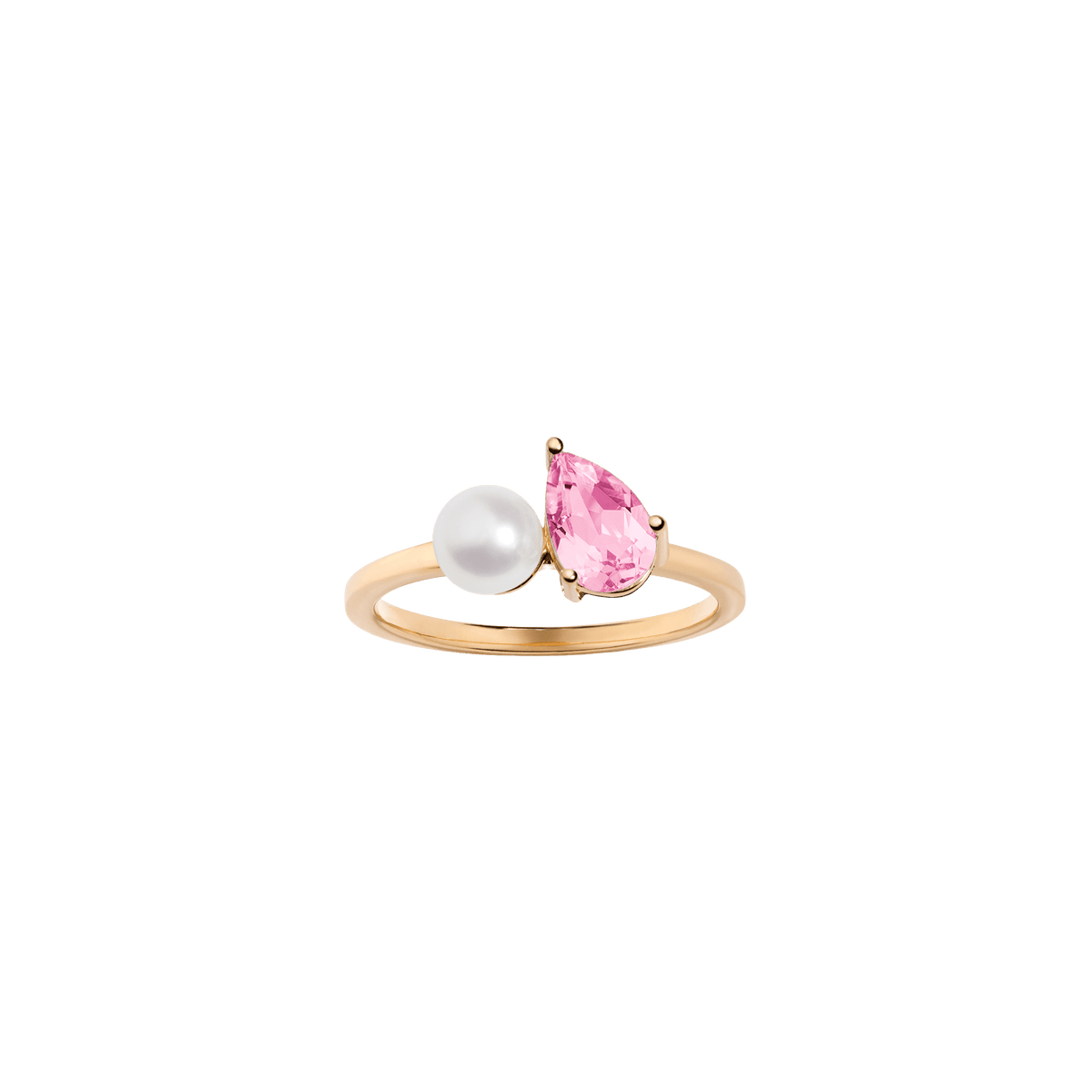 Pearl Toi et Moi Ring Vermeil 14k 18k Yellow Gold Pink Sapphire