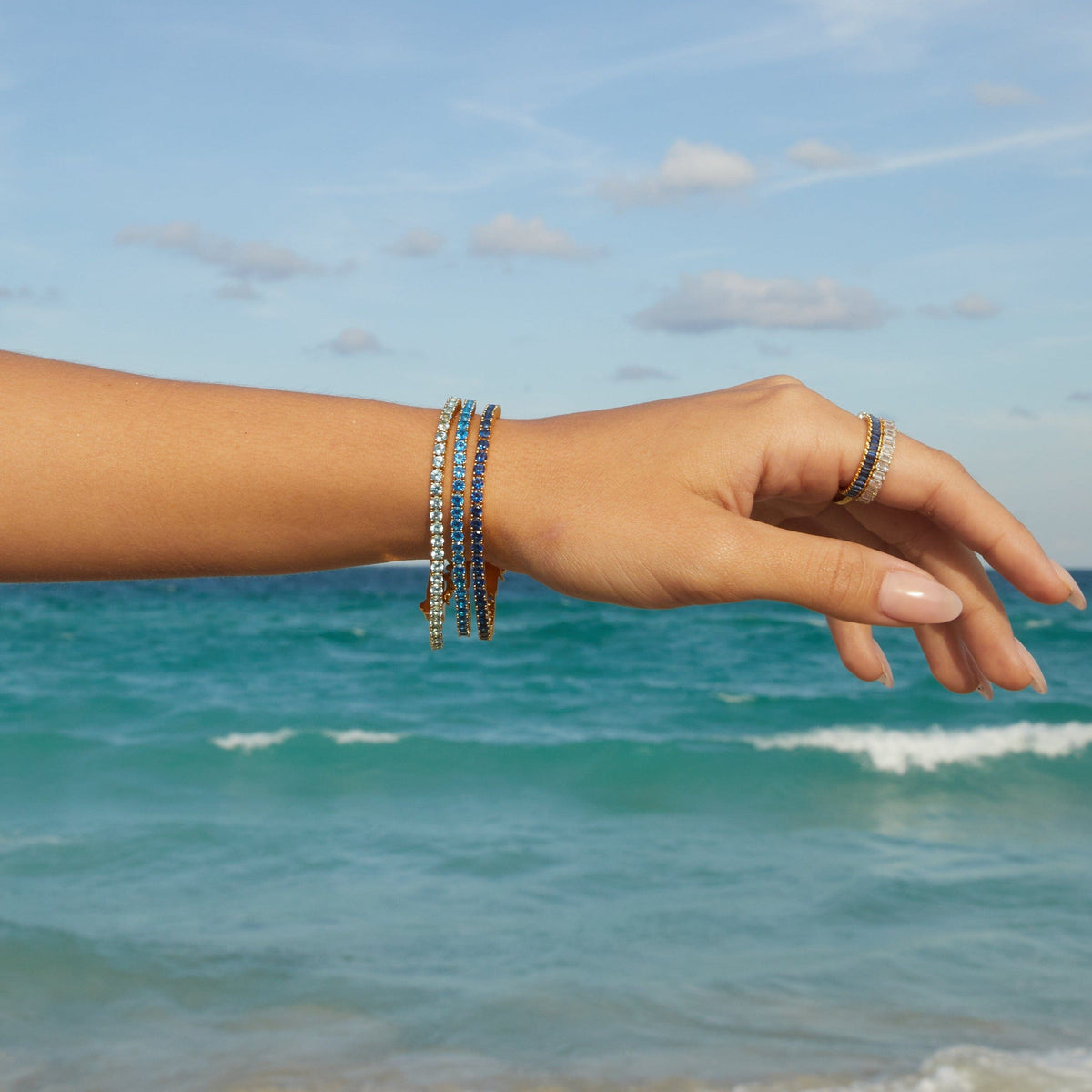 Lab Grown Aquamarine Tennis Bracelet