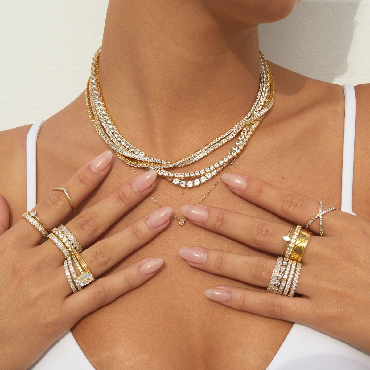 Lab Grown White Sapphire Tennis Necklace