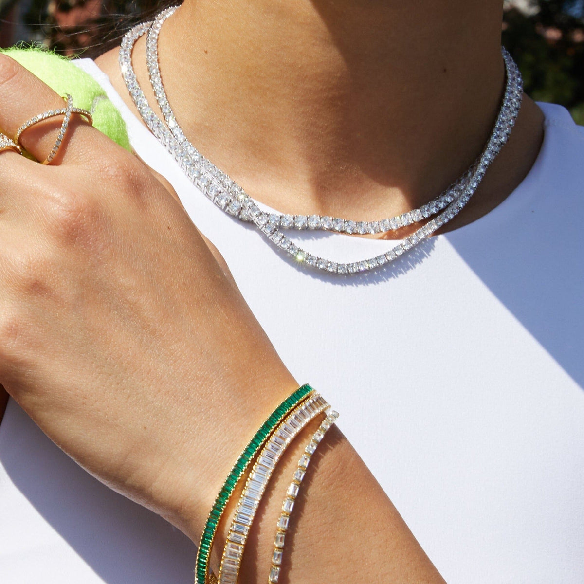 Lab Grown White Sapphire Tennis Necklace