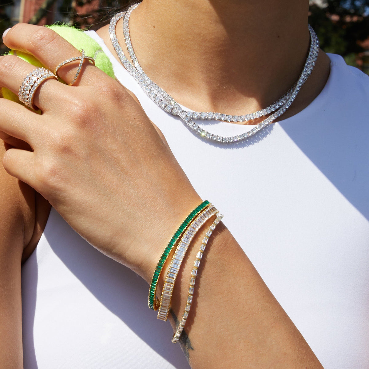 Lab Grown Green Emerald Baguette Tennis Bracelet