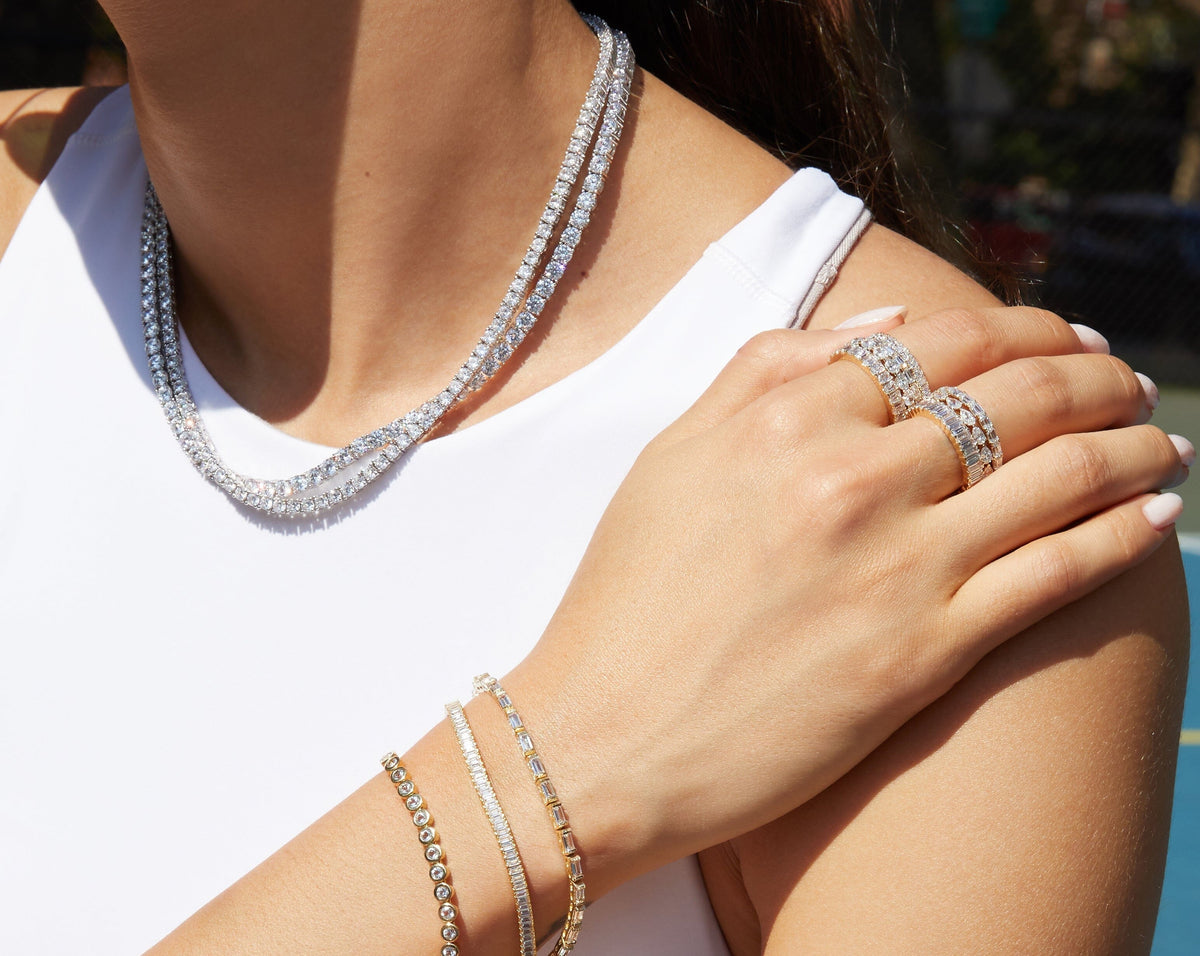 Lab Grown White Sapphire Tennis Necklace