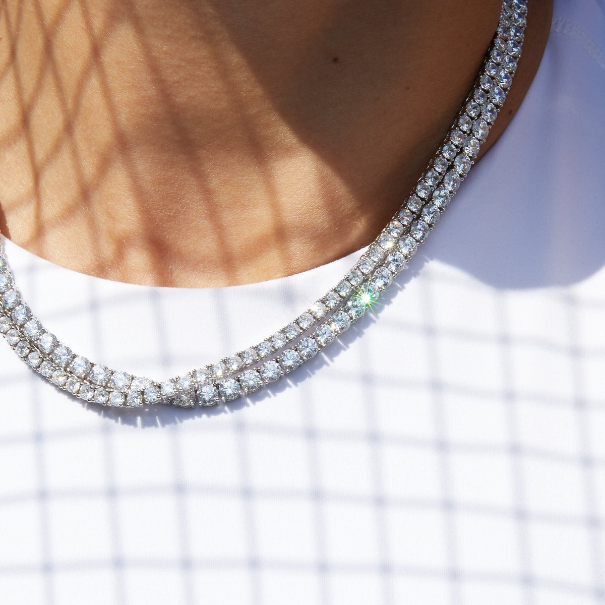 Lab Grown White Sapphire Tennis Necklace