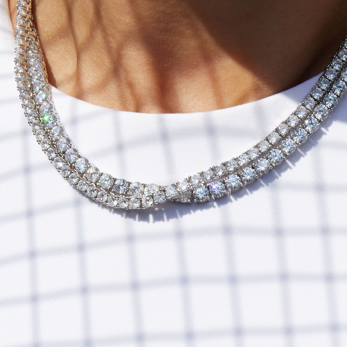 Lab Grown White Sapphire Tennis Necklace