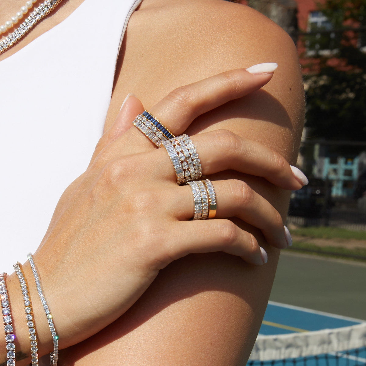 Lab Grown Blue Sapphire Baguette Eternity Ring