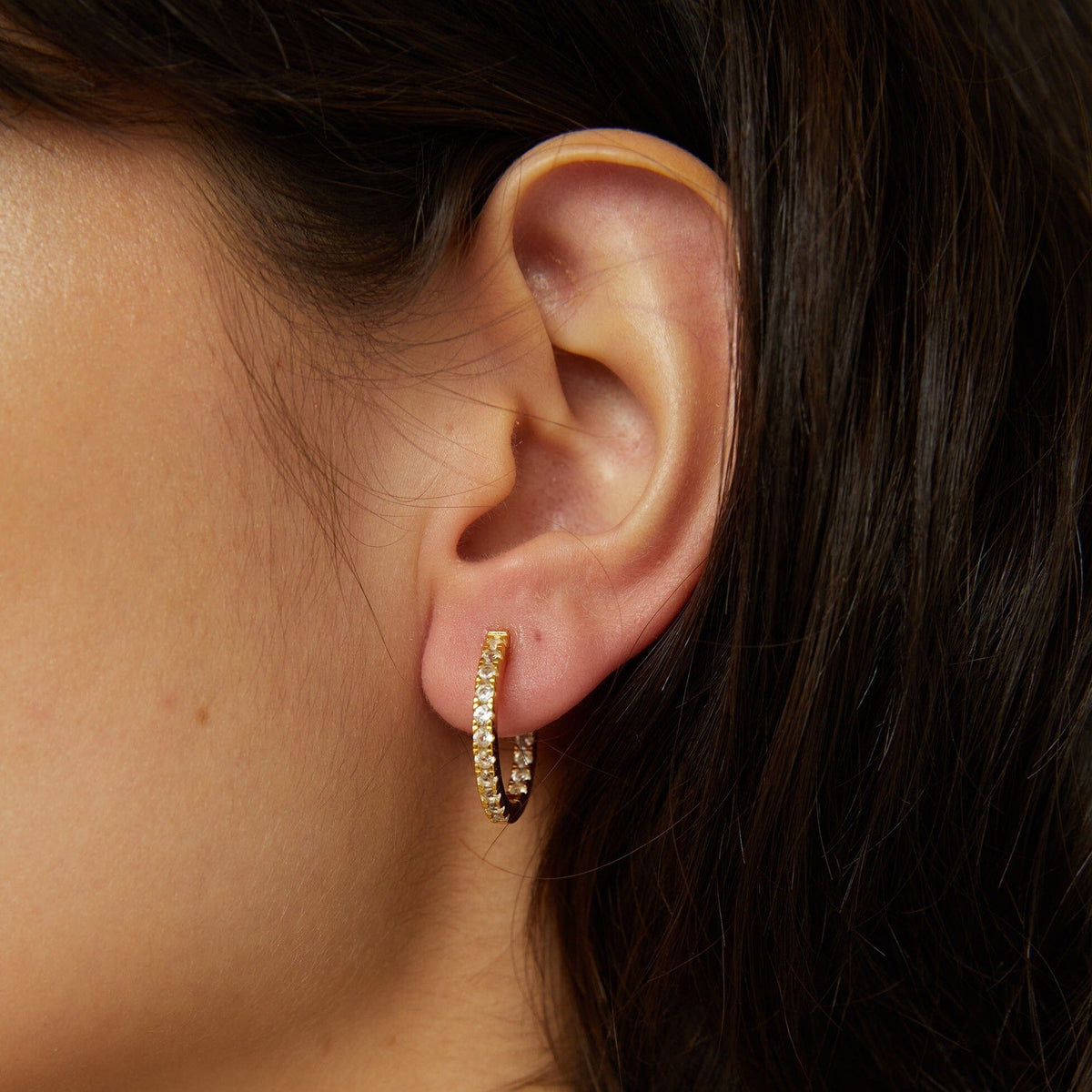 Lab Grown White Sapphire Hoop Earrings
