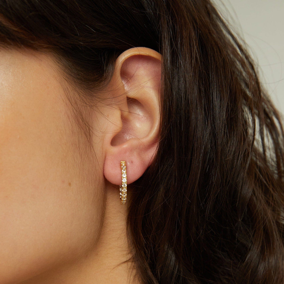 Lab Grown White Sapphire Hoop Earrings
