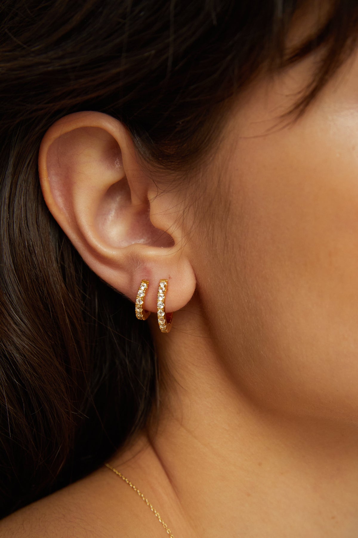 Lab Grown White Sapphire Huggie Earrings