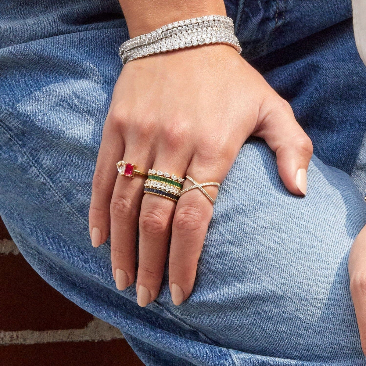 Lab Grown Blue Sapphire Baguette Eternity Ring