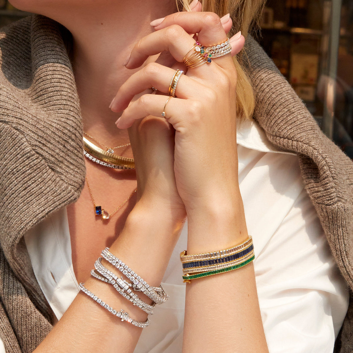 Lab Grown Green Emerald Baguette Tennis Bracelet