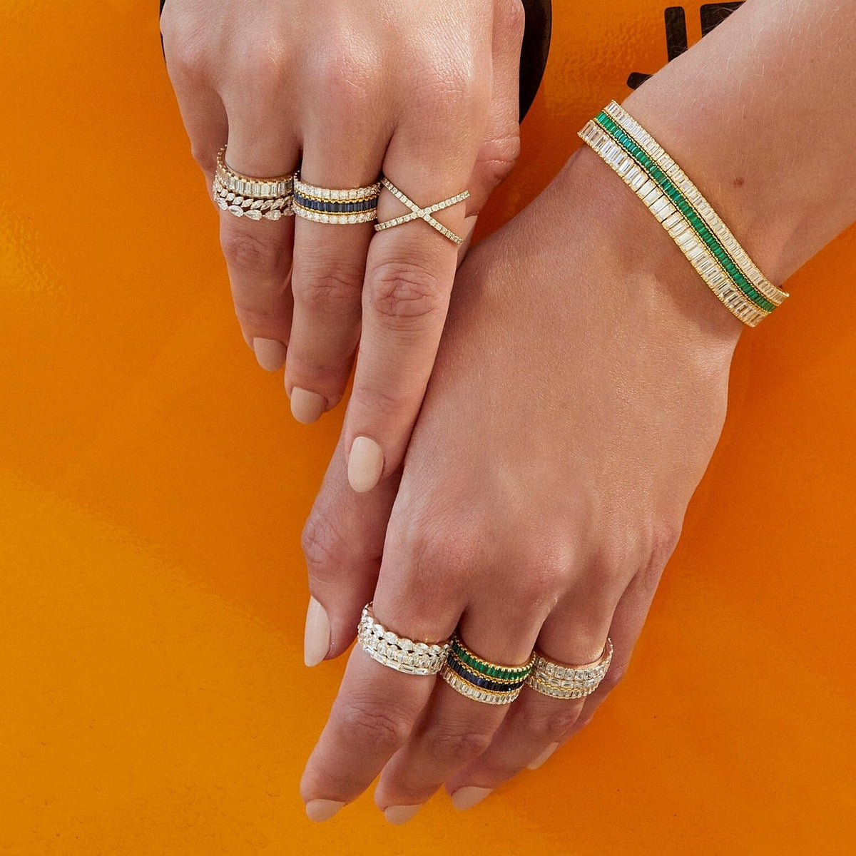 Lab Grown Blue Sapphire Baguette Eternity Ring