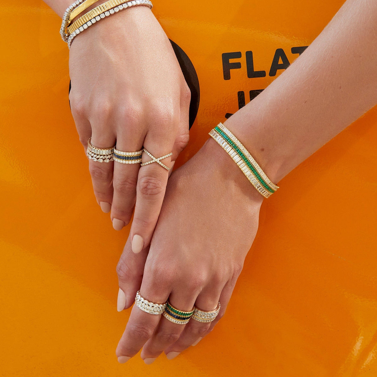 Lab Grown Green Emerald Baguette Tennis Bracelet