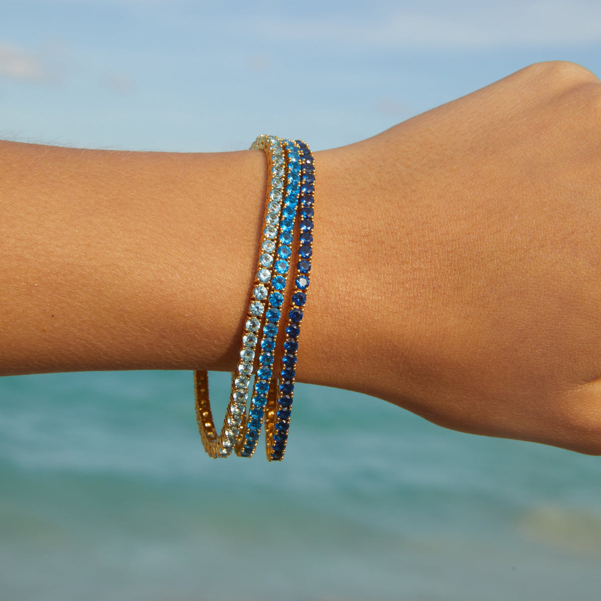 Lab Grown Aquamarine Tennis Bracelet