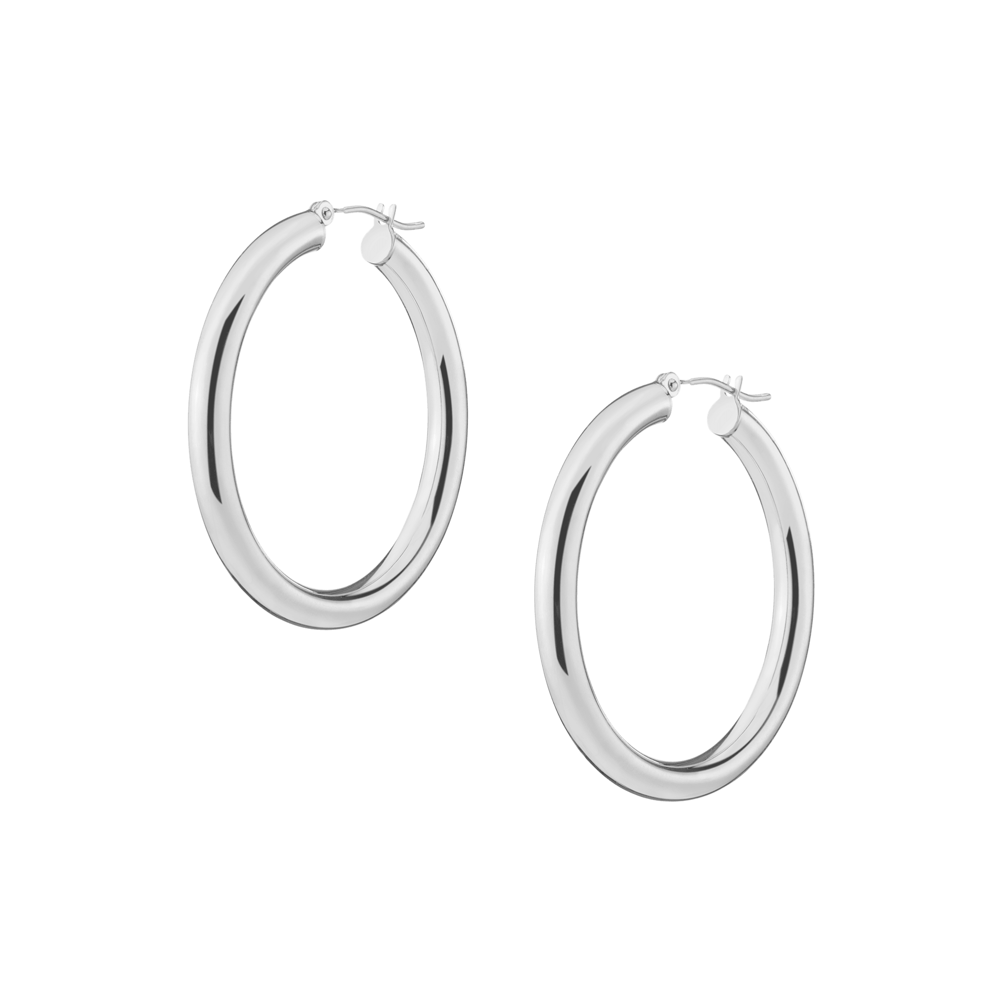 4mm Gold Hoop Earrings - 40mm 14k White Gold Single Pair First