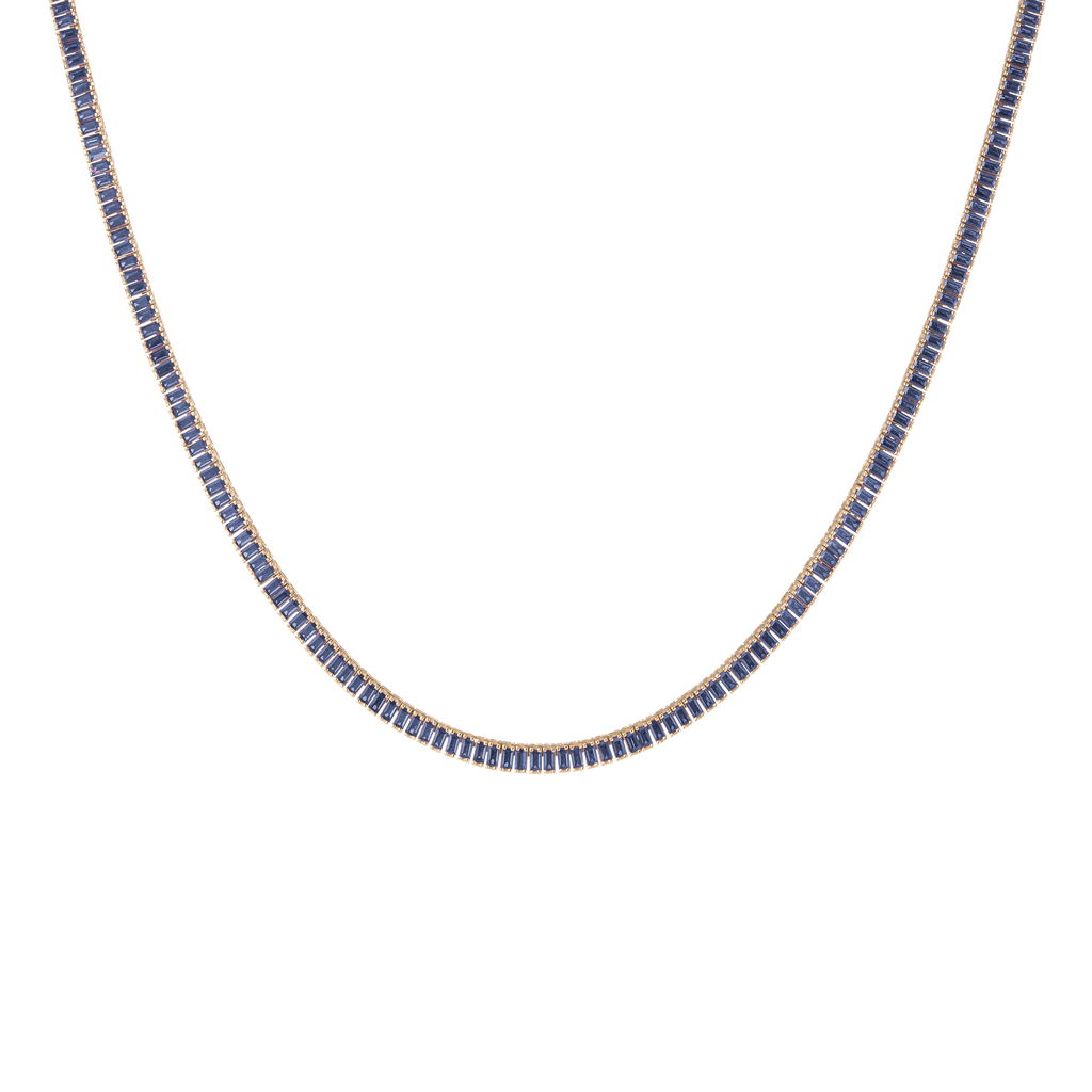 【MEJURI】Lab Grown Sapphire Baguette Round Necklace 0-LGSVERMEILSILVER-