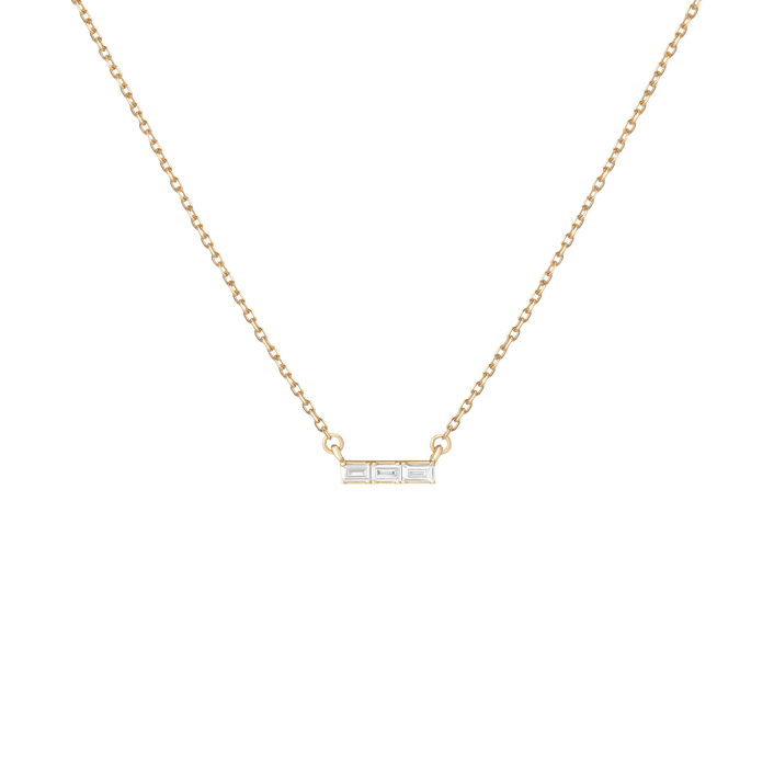 Mini Diamond Baguette Bar Necklace