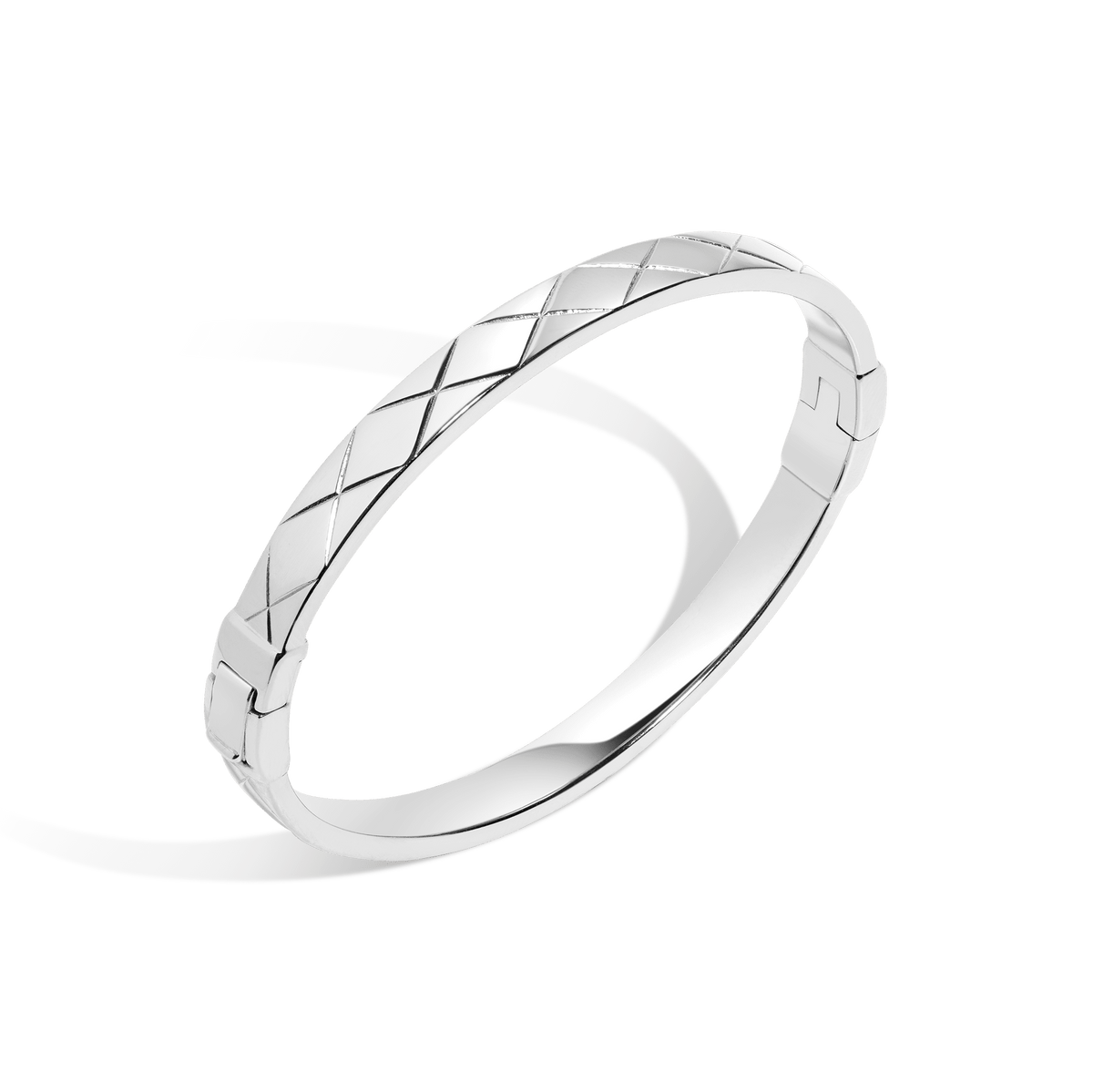 Quilted Gold Hinged Bracelet Vermeil 14k 18k White Gold First