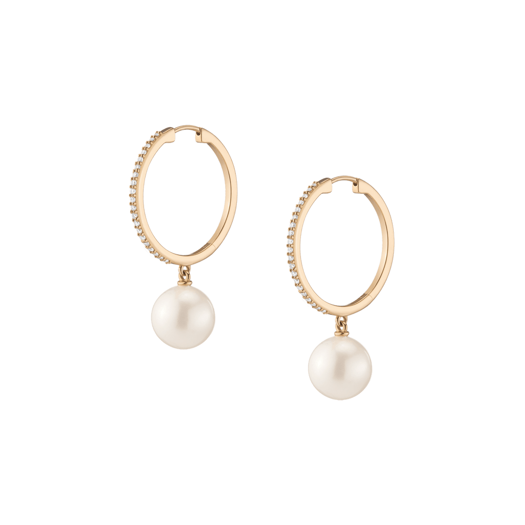 Aurate New York Proud Diamond Pearl Earrings, 18K Yellow Gold