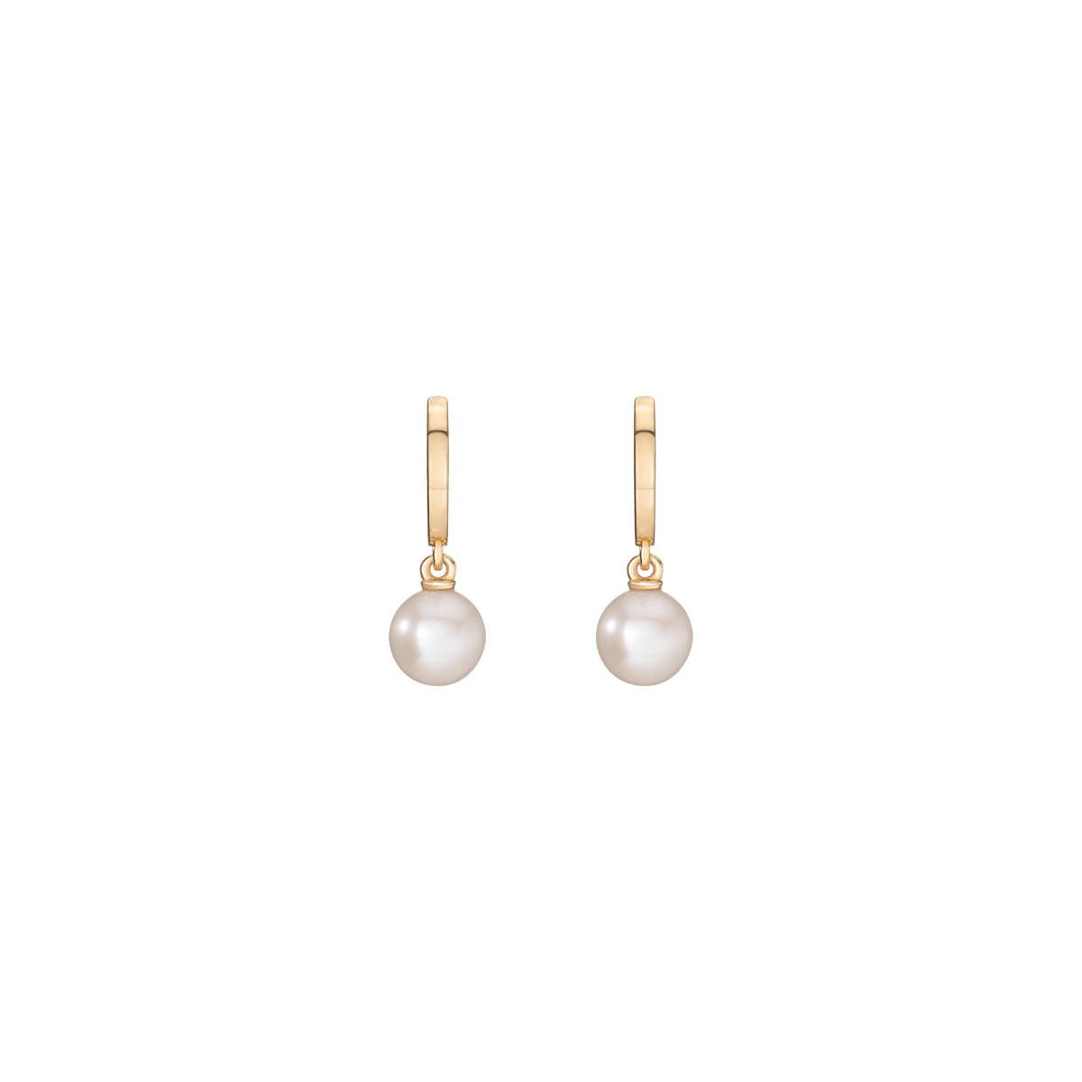 Pearl Huggie Earrings Vermeil 14k 18k Yellow Gold Pair Single