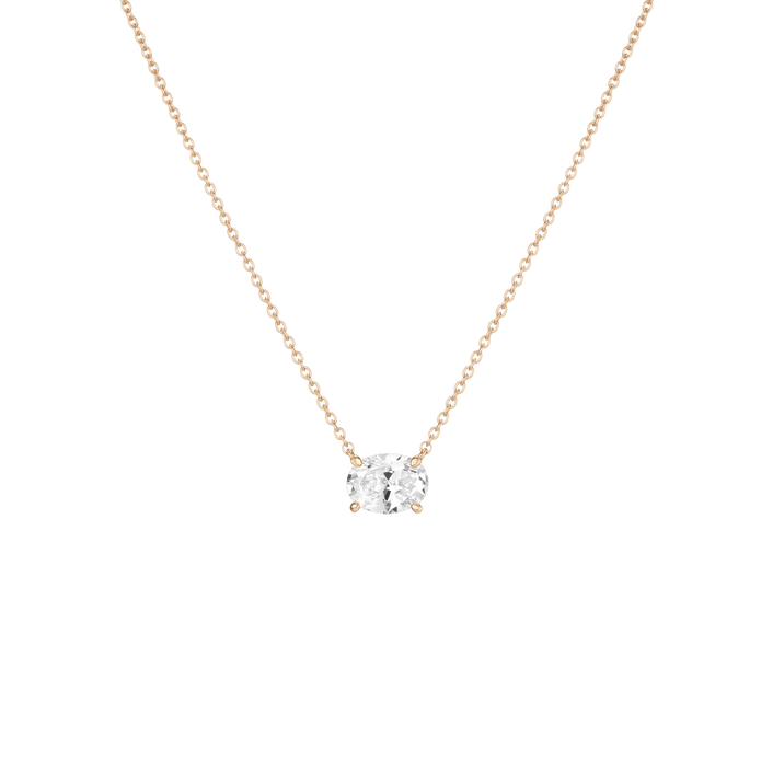 Oval Gemstone Solitaire Necklace