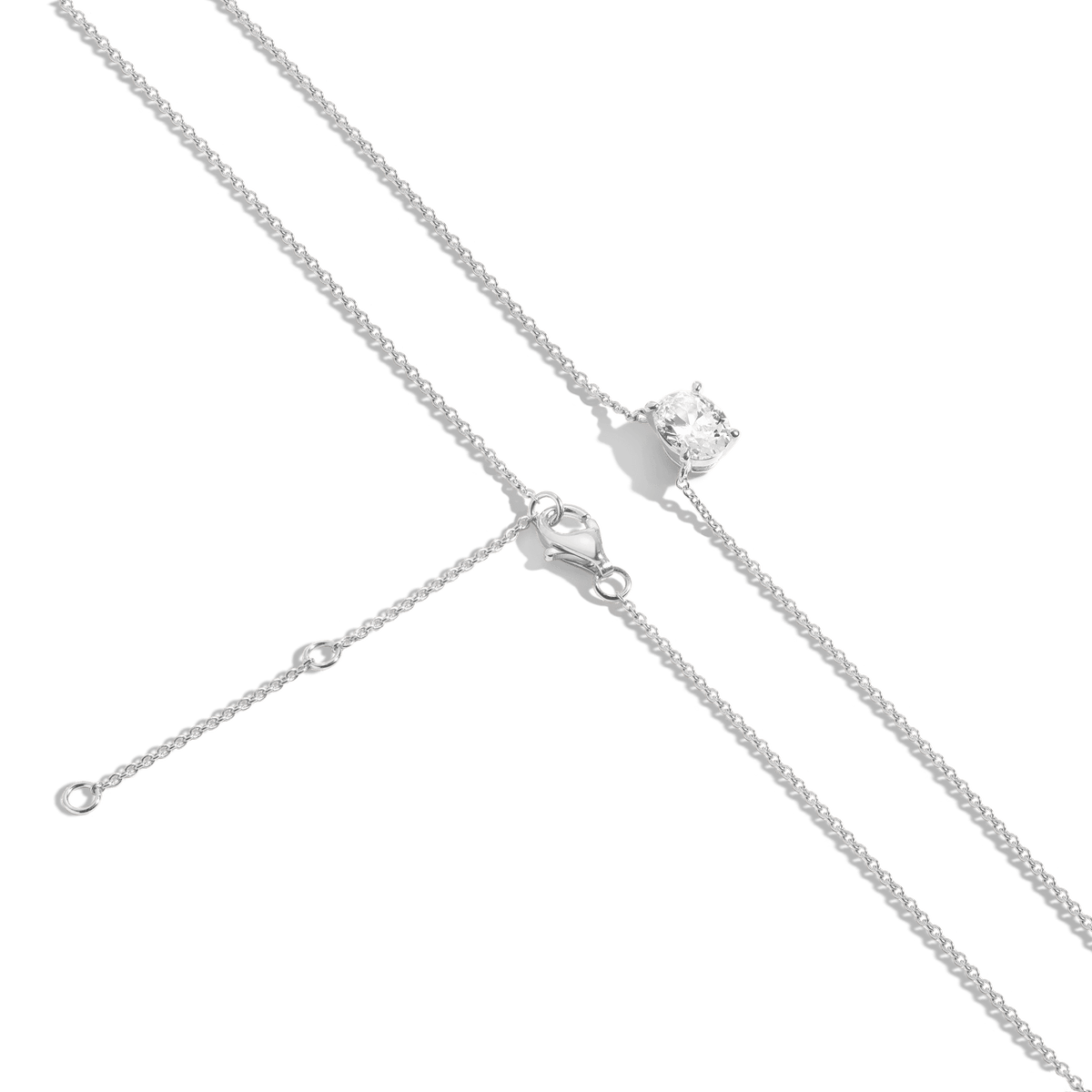 Oval Gemstone Solitaire Necklace Vermeil White Gold White Sapphire