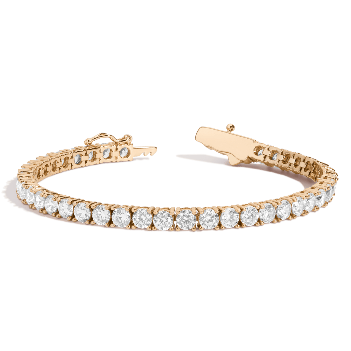 White Sapphire Tennis Bracelet Vermeil Yellow Gold 6in 6.5in 7in 10ct