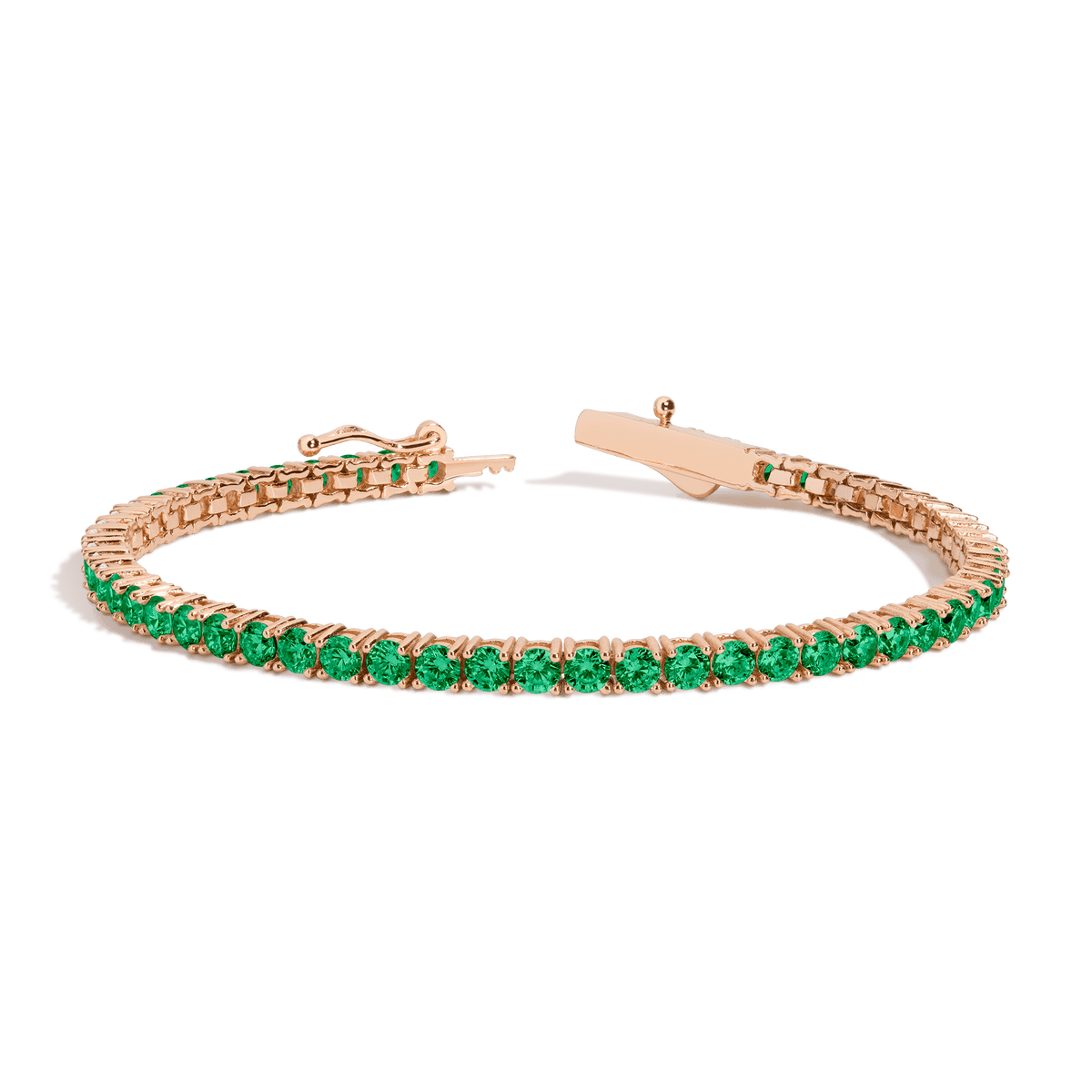 Lab Grown Green Emerald Tennis Bracelet