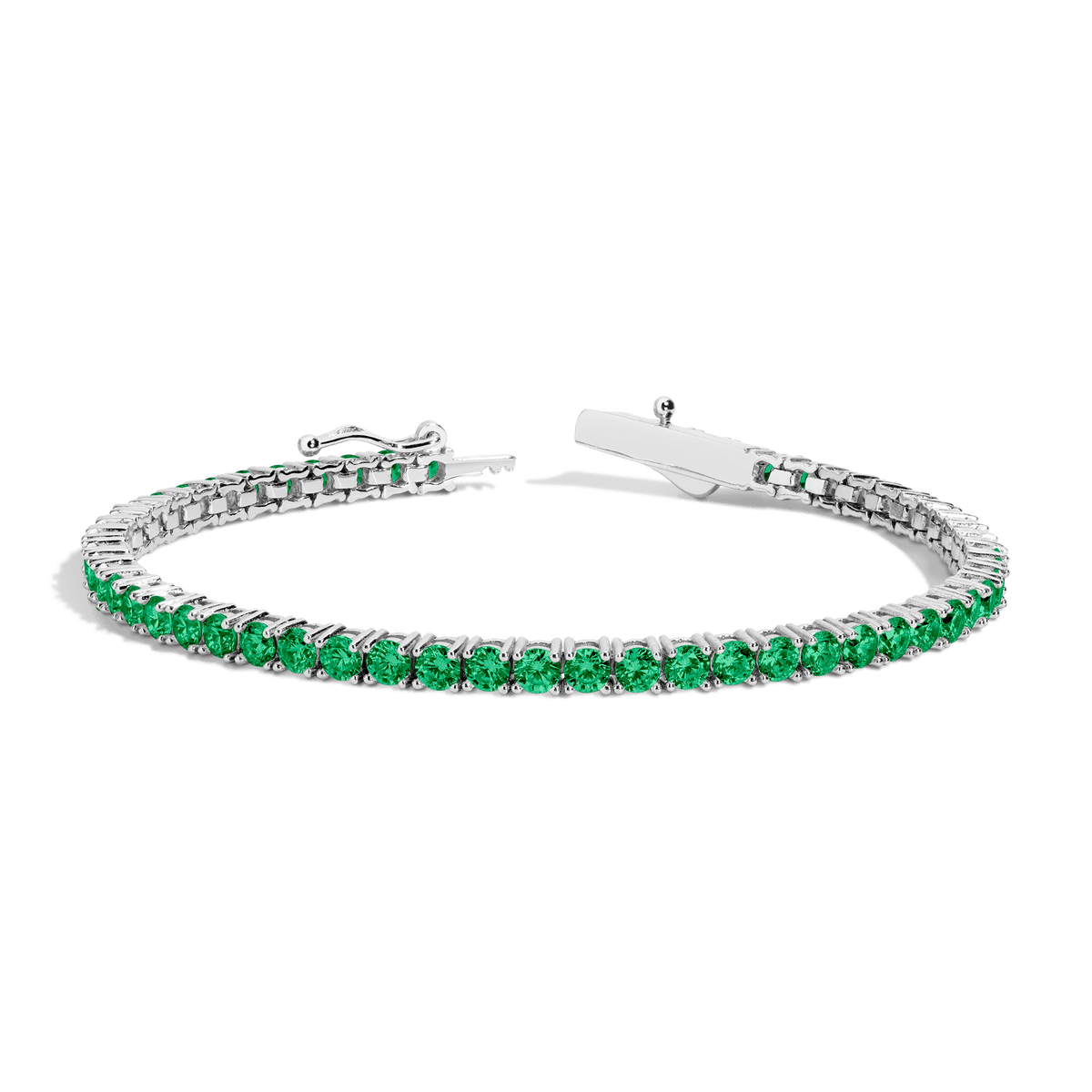 Lab Grown Green Emerald Tennis Bracelet