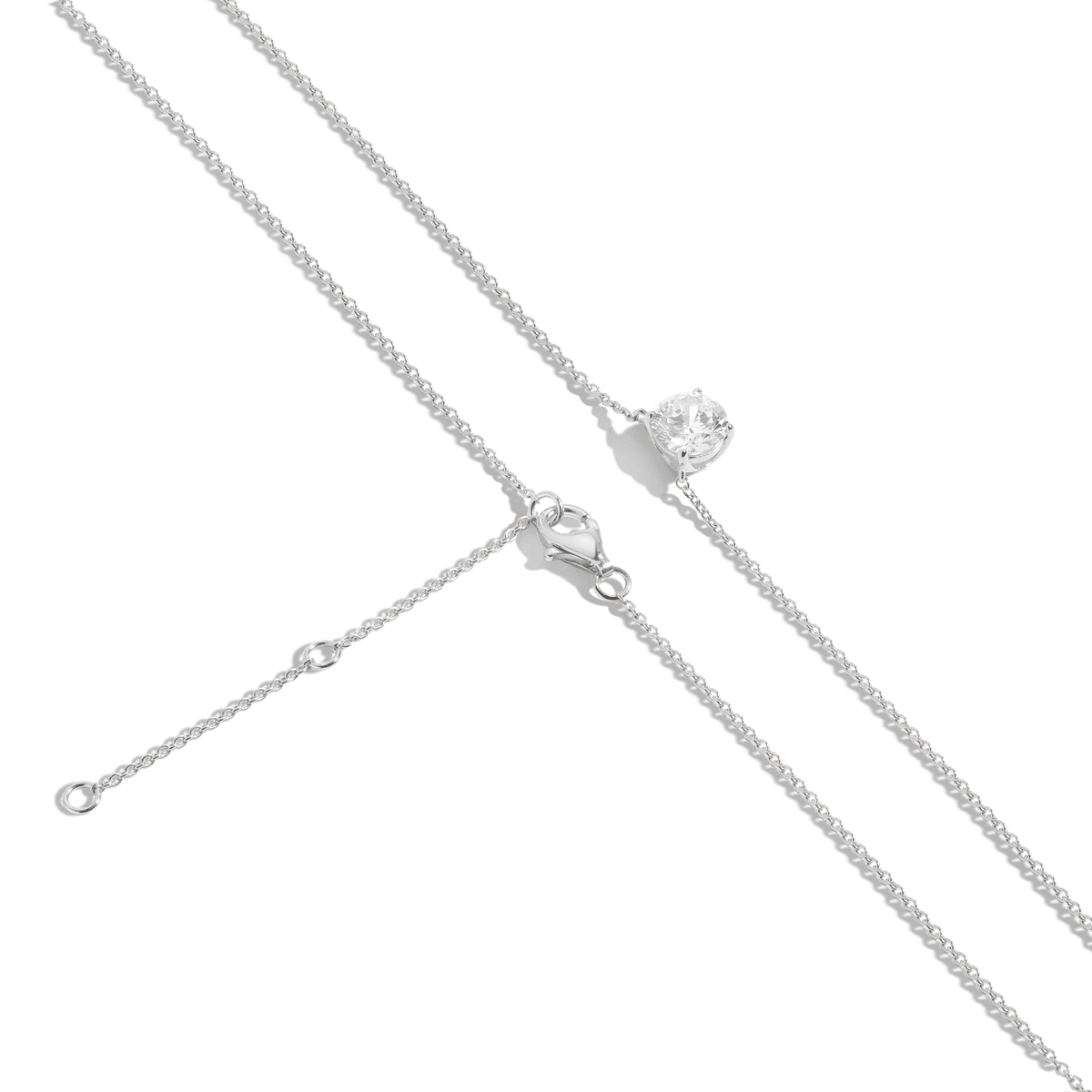 Round Gemstone Solitaire Necklace Vermeil White Gold White Sapphire