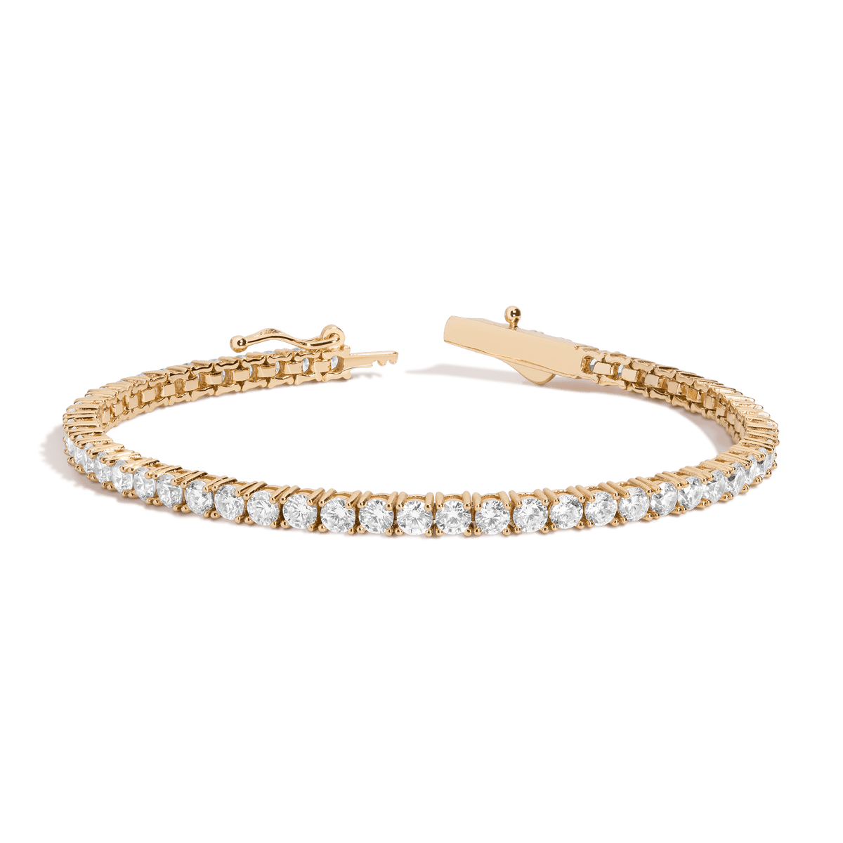 White Sapphire Tennis Bracelet Vermeil Yellow Gold 6in 6.5in 7in 7.5in 6ct First