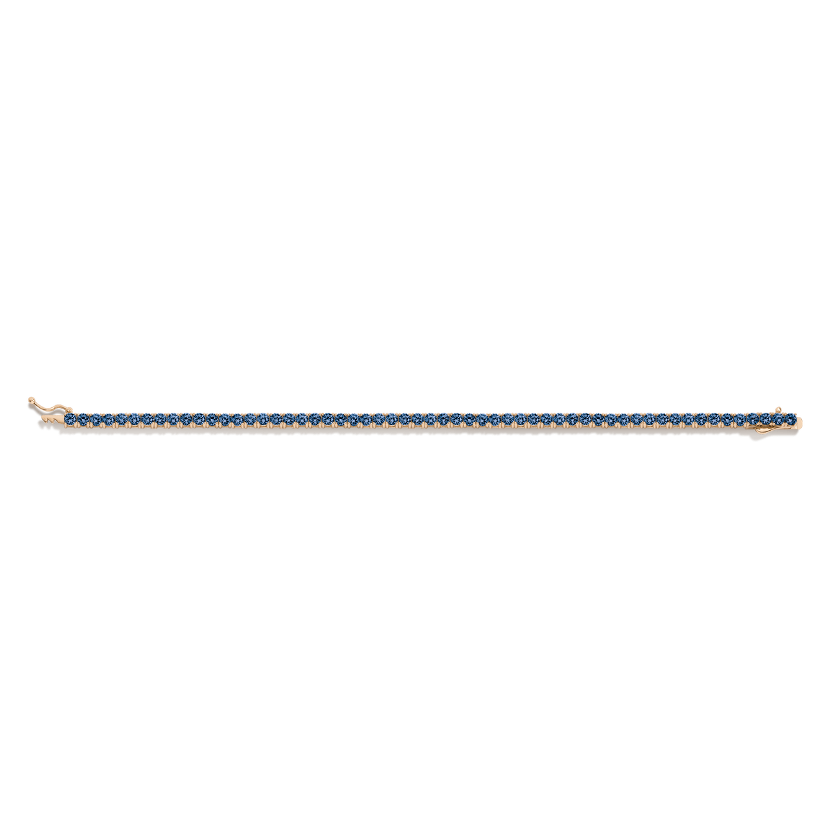 Blue Sapphire Tennis Bracelet Vermeil Yellow Gold 6.5in 7in 6ct