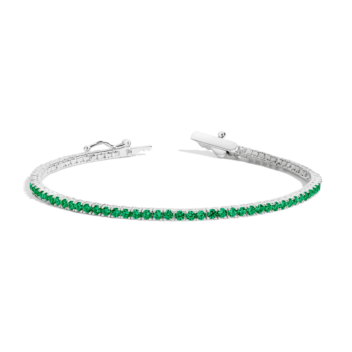 Lab Grown Green Emerald Tennis Bracelet