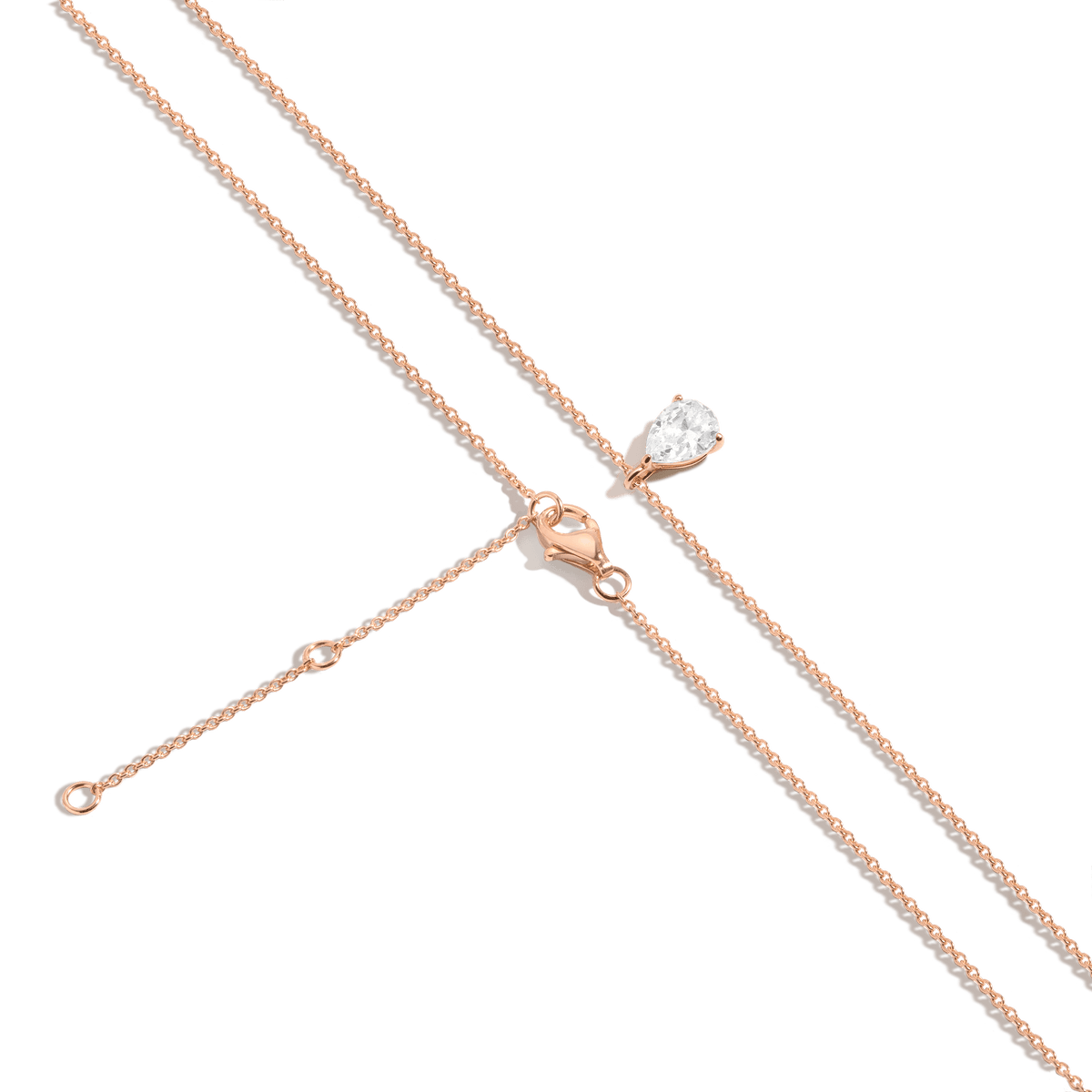 Pear Gemstone Solitaire Necklace Vermeil Rose Gold White Sapphire
