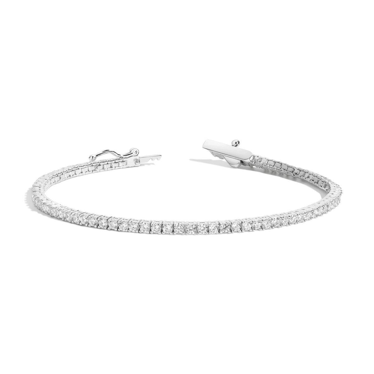 White Sapphire Tennis Bracelet Vermeil White Gold 6in 6.5in 7in 7.5in 3ct