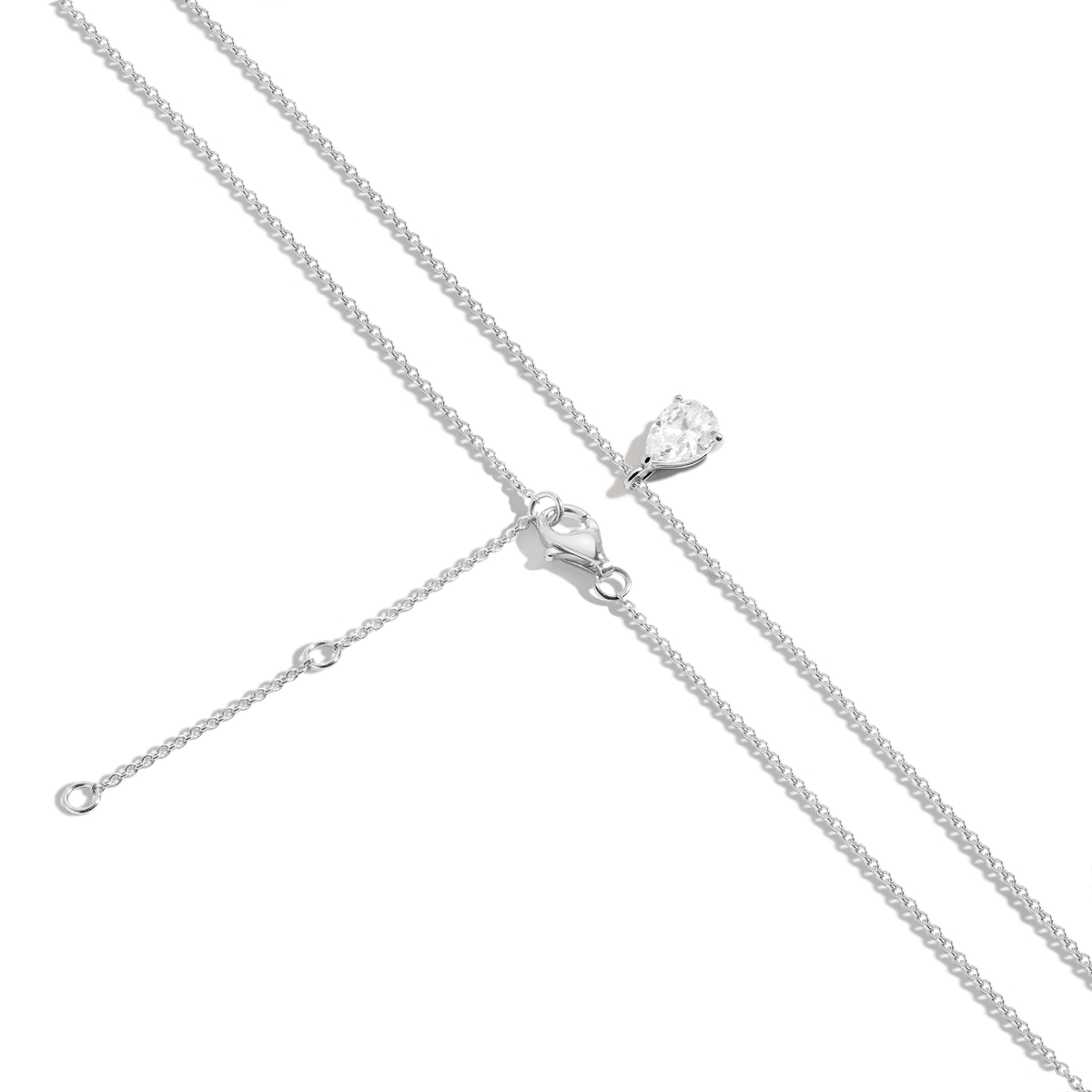 Pear Gemstone Solitaire Necklace Vermeil White Gold White Sapphire