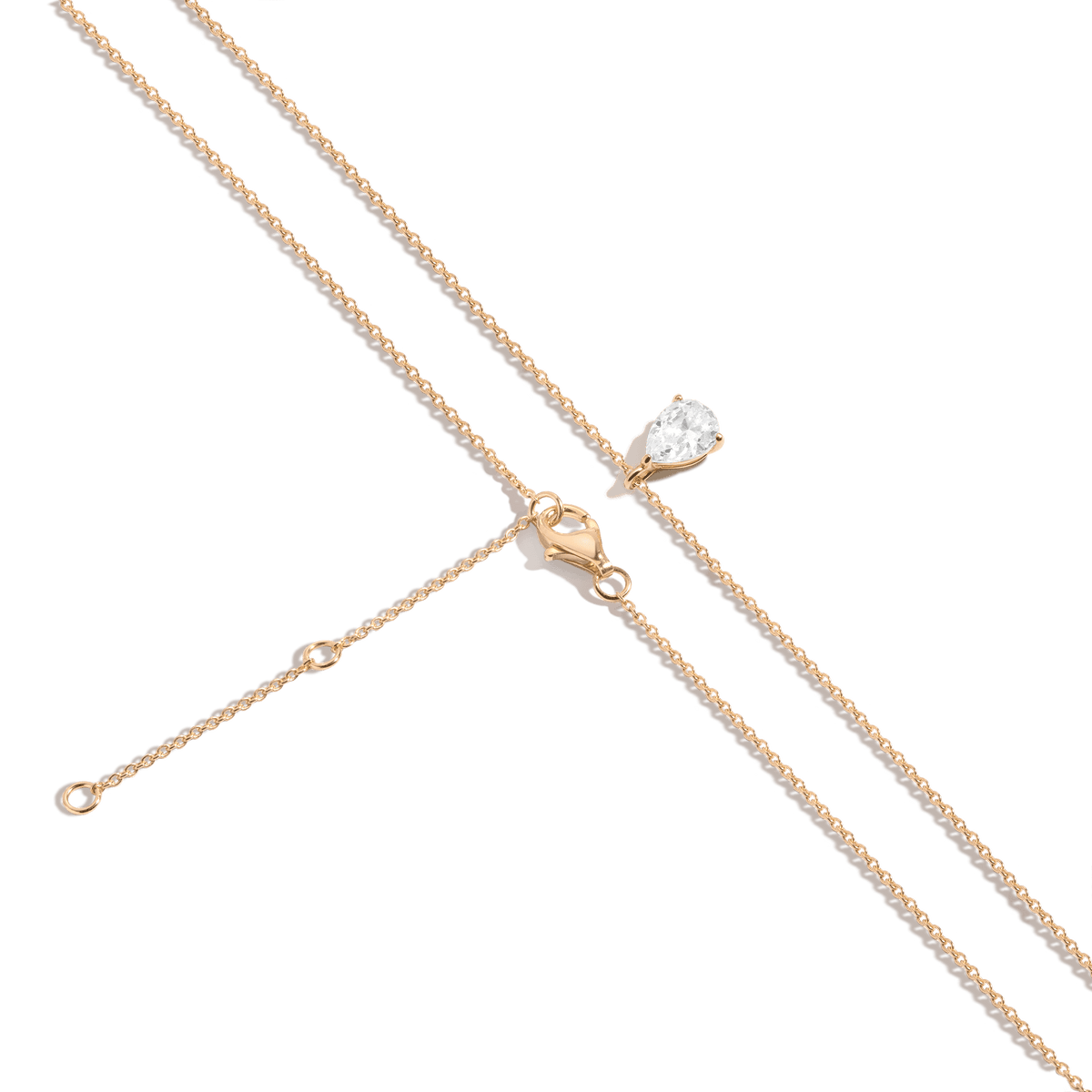Pear Gemstone Solitaire Necklace Vermeil Yellow Gold White Sapphire