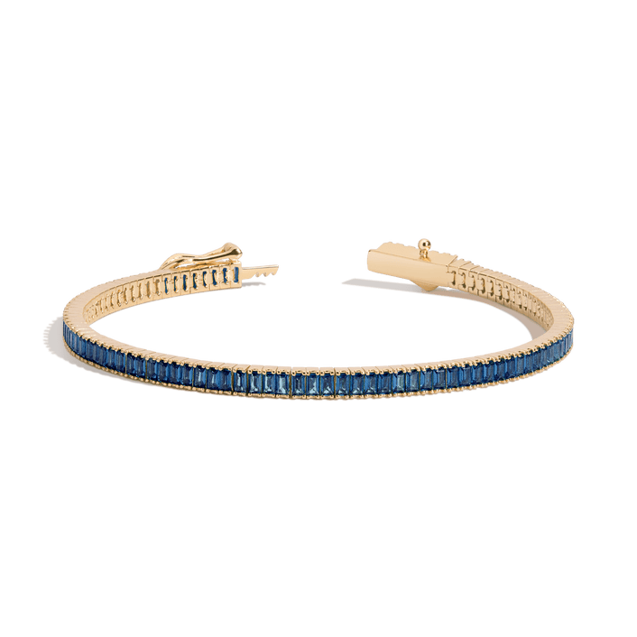 Lab Grown Blue Sapphire Baguette Tennis Bracelet