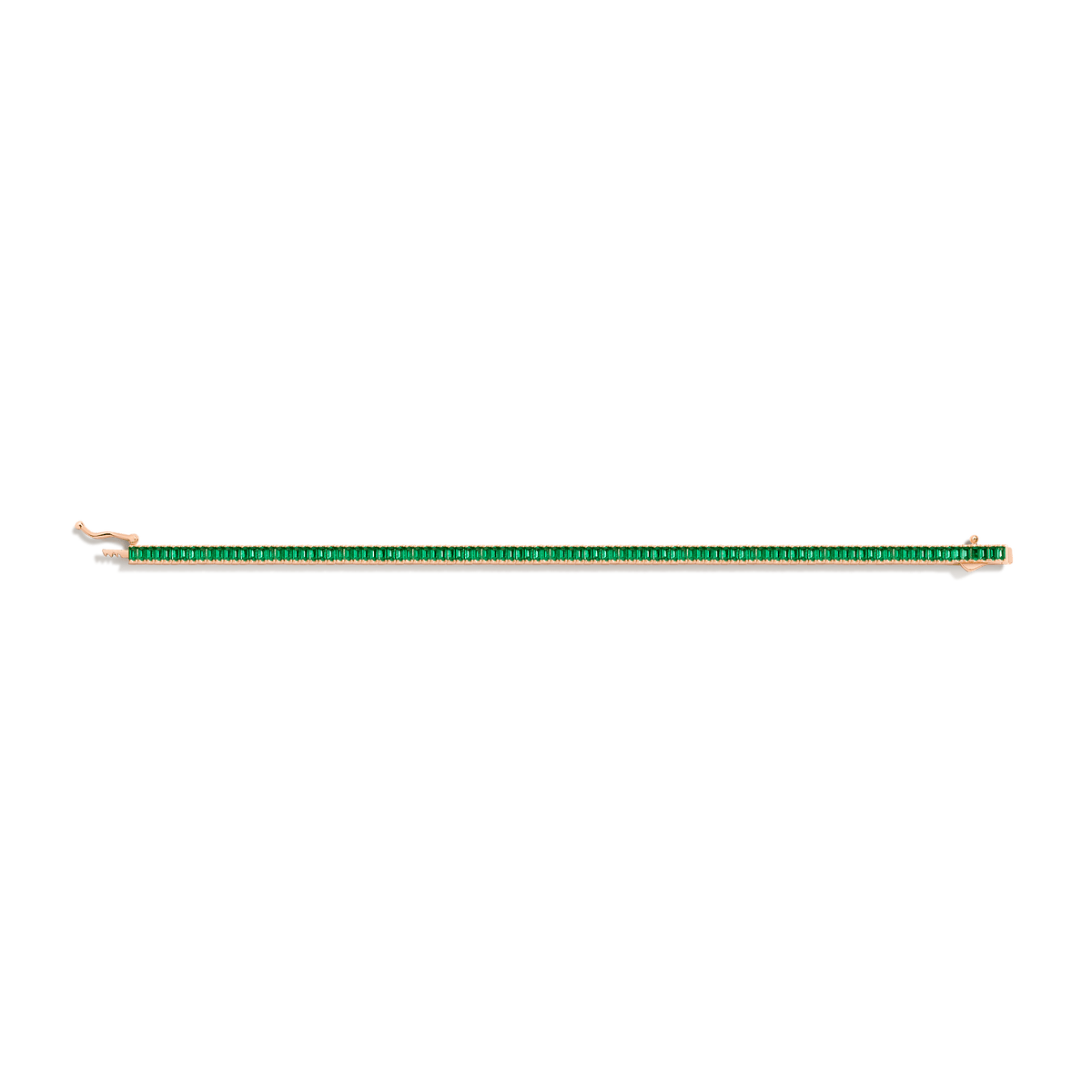 Lab Grown Green Emerald Baguette Tennis Bracelet