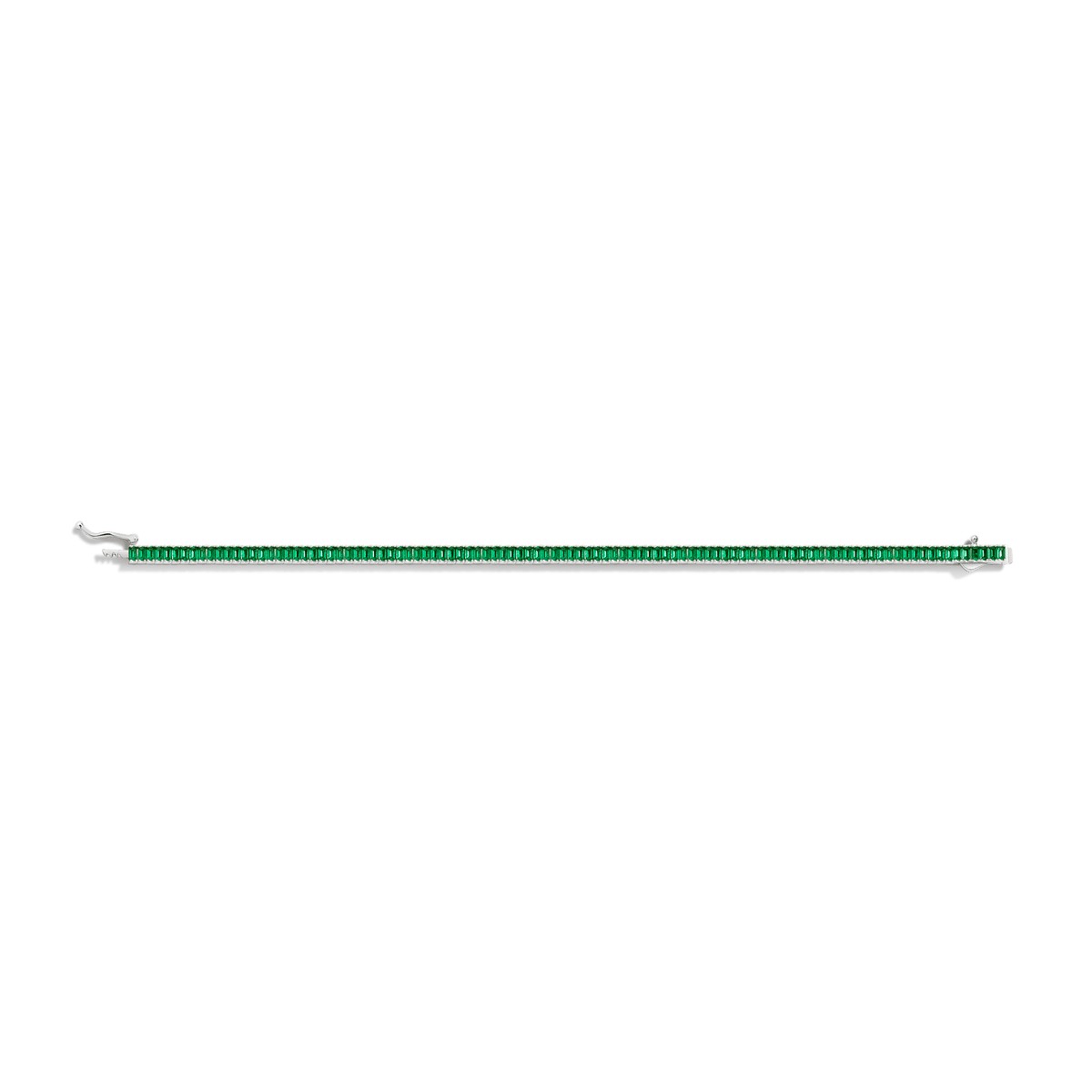 Lab Grown Green Emerald Baguette Tennis Bracelet