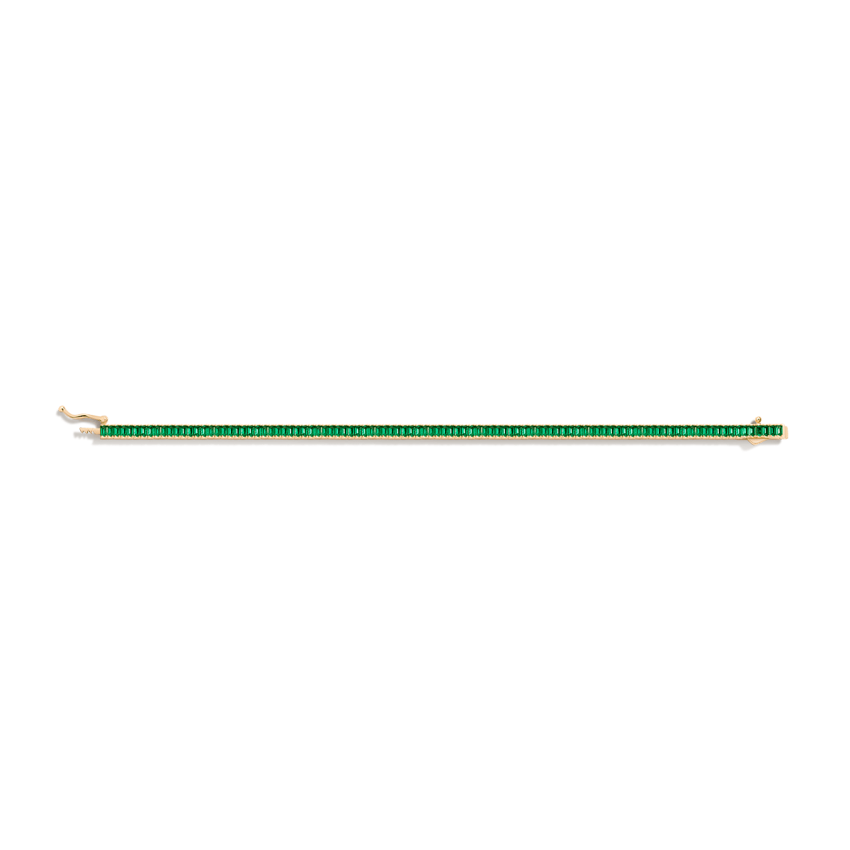 Green Emerald Baguette Tennis Bracelet Vermeil Yellow Gold  6.5in 7in