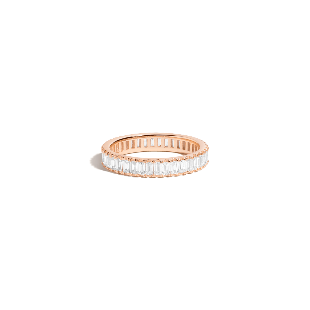 White Sapphire Baguette Eternity Ring Vermeil Rose Gold