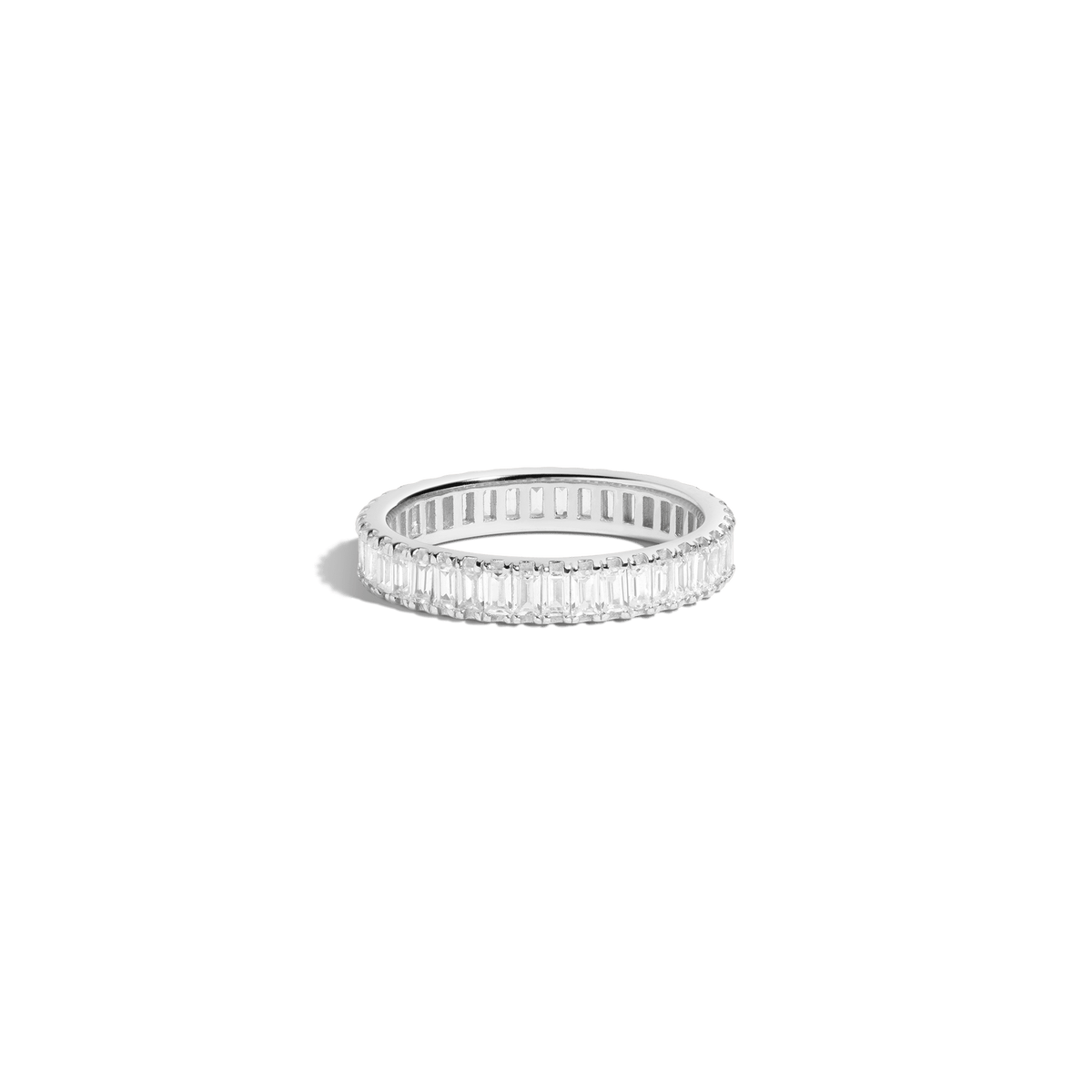 White Sapphire Baguette Eternity Ring Vermeil White Gold