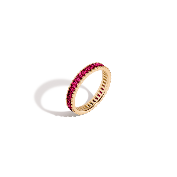 Red Ruby Baguette Eternity Ring
