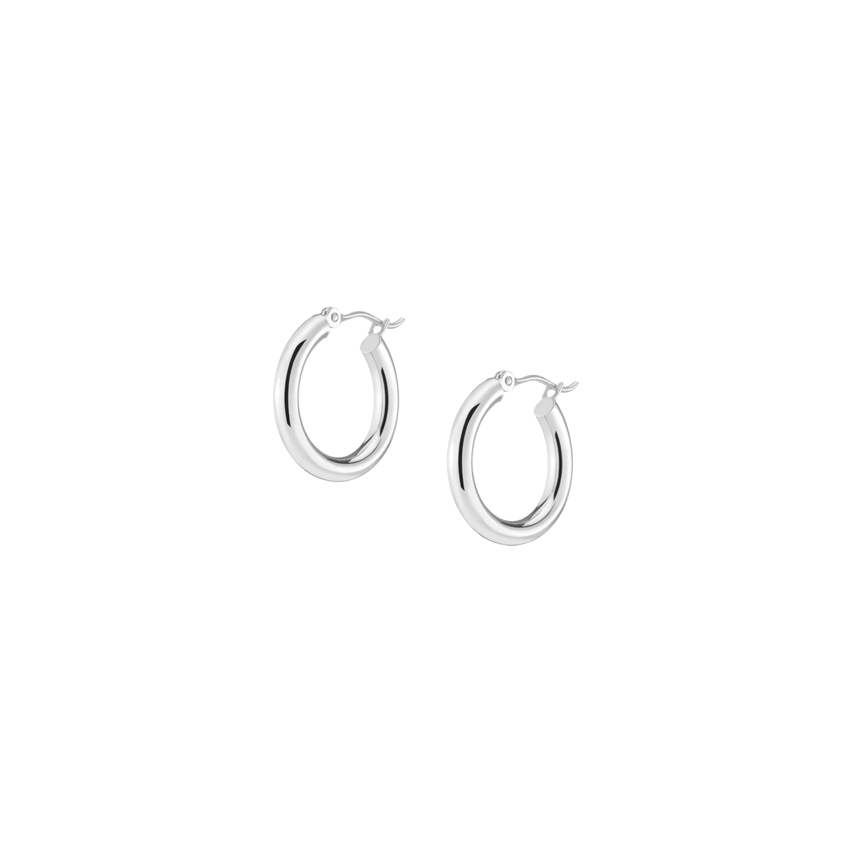 Classic Gold Hoop Earrings 14k White Gold Pair Single 20mm