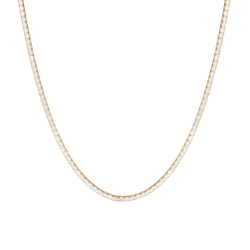 【MEJURI】Lab Grown Sapphire Baguette Necklace☆サファイア Lab Grown Sapphire Baguette Round Necklace