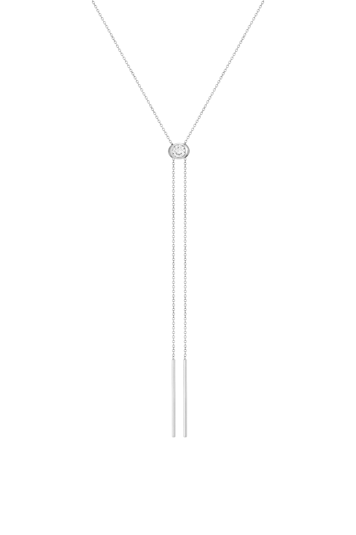 Aurate x Frye: Lab Grown White Sapphire Bolo Necklace Sterling Silver First