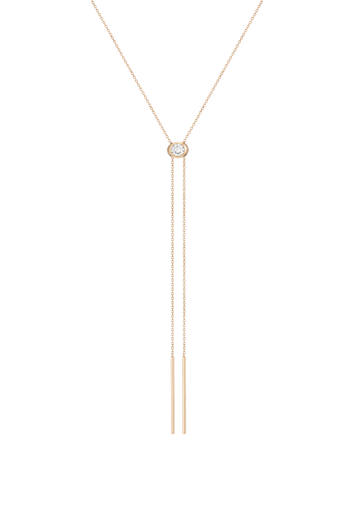 Aurate x Frye: Lab Grown White Sapphire Bolo Necklace Yellow Vermeil First