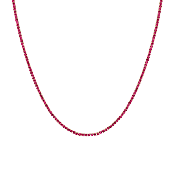 Lab Grown Red Ruby Tennis Necklace
