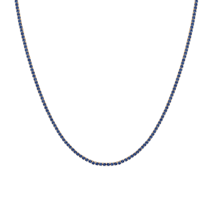 Lab Grown Blue Sapphire Tennis Necklace
